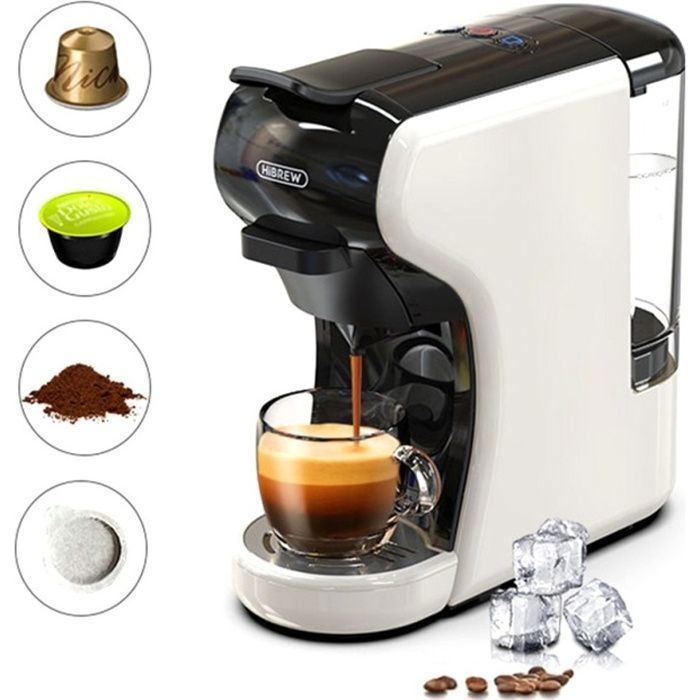 Machine à Café Expresso HiBREW H1A 1450W - Extraction 19 Bars - Cafetière à Capsules Multiples 4 en 1 Chaud/Froid - Hibrew